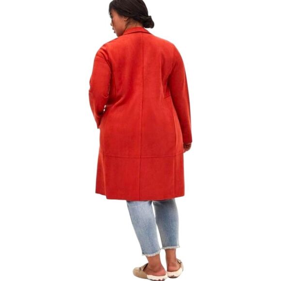 TORRID Plus Size Tandoori Spice Long Suede Coat Size 2X - Picture 10 of 16